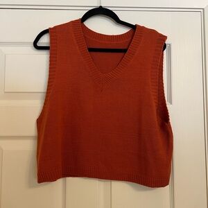 Rust Orange Knit Sweater Vest